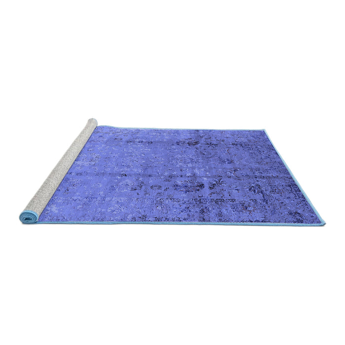 Sideview of Machine Washable Oriental Blue Industrial Rug, wshurb1441blu