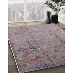 Mid-Century Modern Mauve Taupe Purple Oriental Rug in Family Room, urb1441