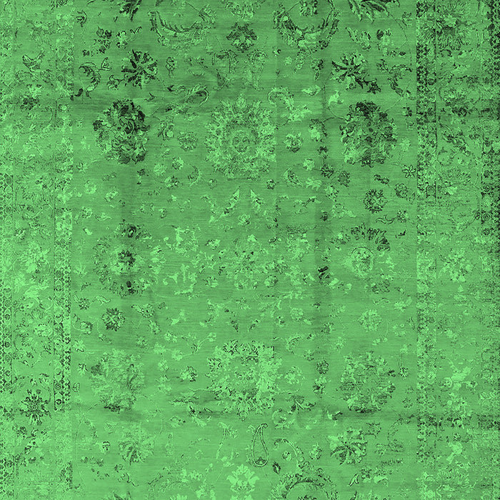Machine Washable Oriental Emerald Green Industrial Area Rugs, wshurb1441emgrn