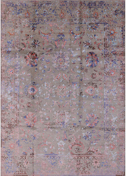 Mid-Century Modern Mauve Taupe Purple Oriental Rug, urb1441