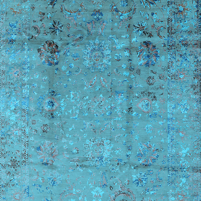 Machine Washable Oriental Light Blue Industrial Rug, wshurb1441lblu