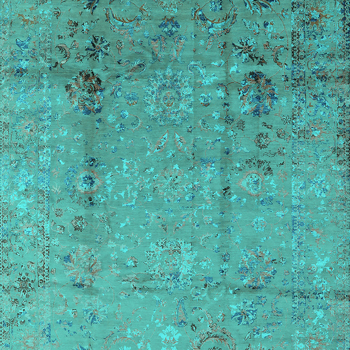 Machine Washable Oriental Turquoise Industrial Area Rugs, wshurb1441turq