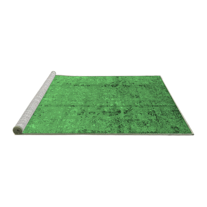 Sideview of Machine Washable Oriental Emerald Green Industrial Area Rugs, wshurb1441emgrn
