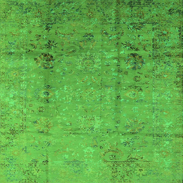 Square Machine Washable Oriental Green Industrial Area Rugs, wshurb1441grn