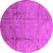 Round Machine Washable Oriental Pink Industrial Rug, wshurb1441pnk