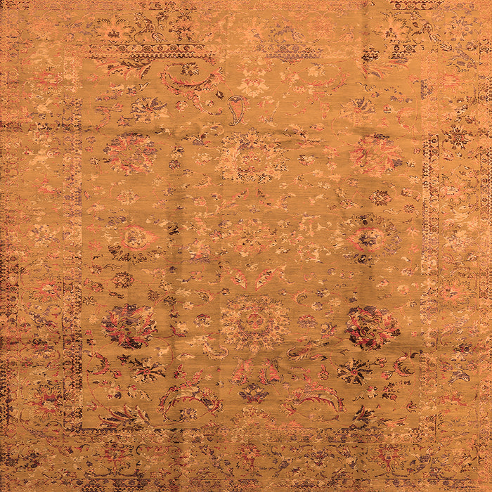 Square Oriental Orange Industrial Rug, urb1441org