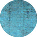 Round Oriental Light Blue Industrial Rug, urb1441lblu