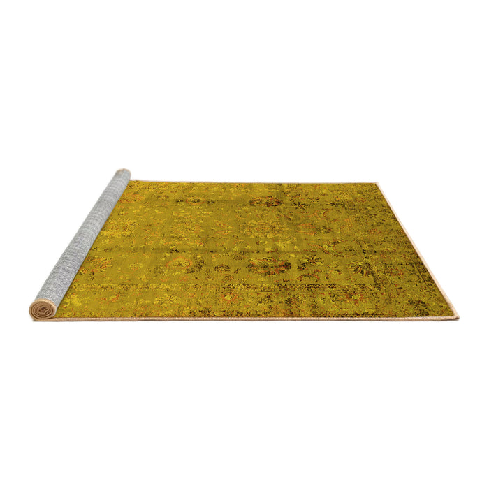 Sideview of Machine Washable Oriental Yellow Industrial Rug, wshurb1441yw