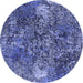 Round Oriental Blue Industrial Rug, urb1442blu