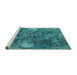 Sideview of Machine Washable Oriental Turquoise Industrial Area Rugs, wshurb1442turq