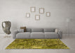 Machine Washable Oriental Yellow Industrial Rug in a Living Room, wshurb1442yw