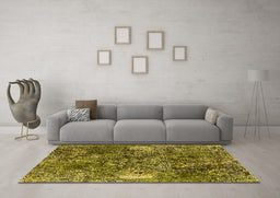 Machine Washable Oriental Yellow Industrial Rug in a Living Room, wshurb1442yw