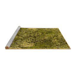 Sideview of Machine Washable Oriental Yellow Industrial Rug, wshurb1442yw