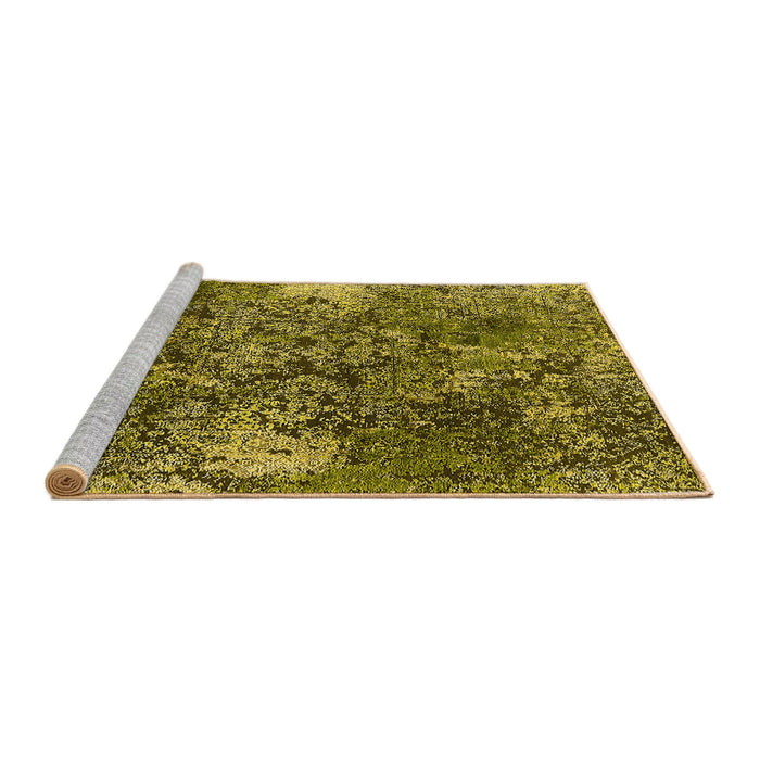 Sideview of Machine Washable Oriental Yellow Industrial Rug, wshurb1442yw