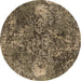 Round Oriental Brown Industrial Rug, urb1442brn