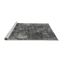 Sideview of Machine Washable Oriental Gray Industrial Rug, wshurb1442gry