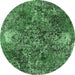 Round Oriental Emerald Green Industrial Rug, urb1442emgrn