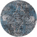 Round Mid-Century Modern Blue Oriental Rug, urb1442