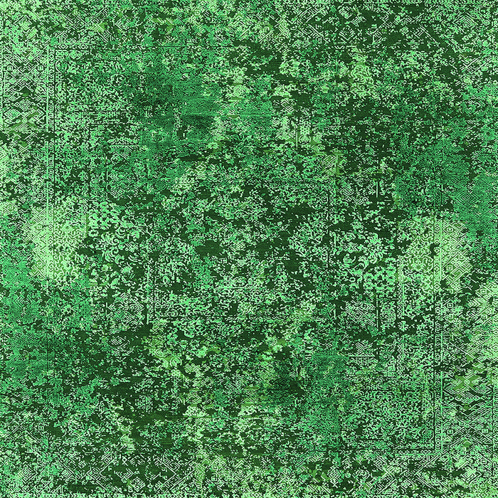 Square Machine Washable Oriental Green Industrial Area Rugs, wshurb1442grn