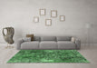 Machine Washable Oriental Emerald Green Industrial Area Rugs in a Living Room,, wshurb1442emgrn