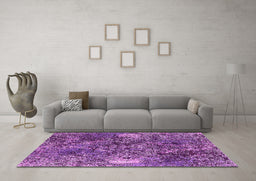 Machine Washable Oriental Pink Industrial Rug in a Living Room, wshurb1442pnk