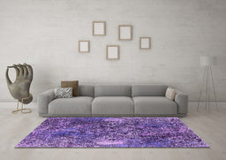 Machine Washable Oriental Purple Industrial Area Rugs in a Living Room, wshurb1442pur
