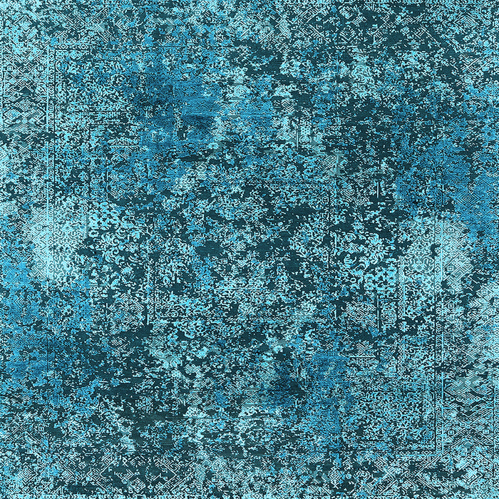 Square Machine Washable Oriental Light Blue Industrial Rug, wshurb1442lblu
