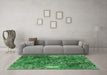 Machine Washable Oriental Green Industrial Area Rugs in a Living Room,, wshurb1442grn