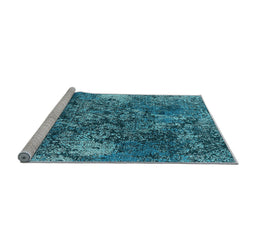 Sideview of Machine Washable Oriental Light Blue Industrial Rug, wshurb1442lblu