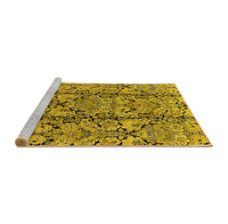 Sideview of Machine Washable Oriental Yellow Industrial Rug, wshurb1443yw