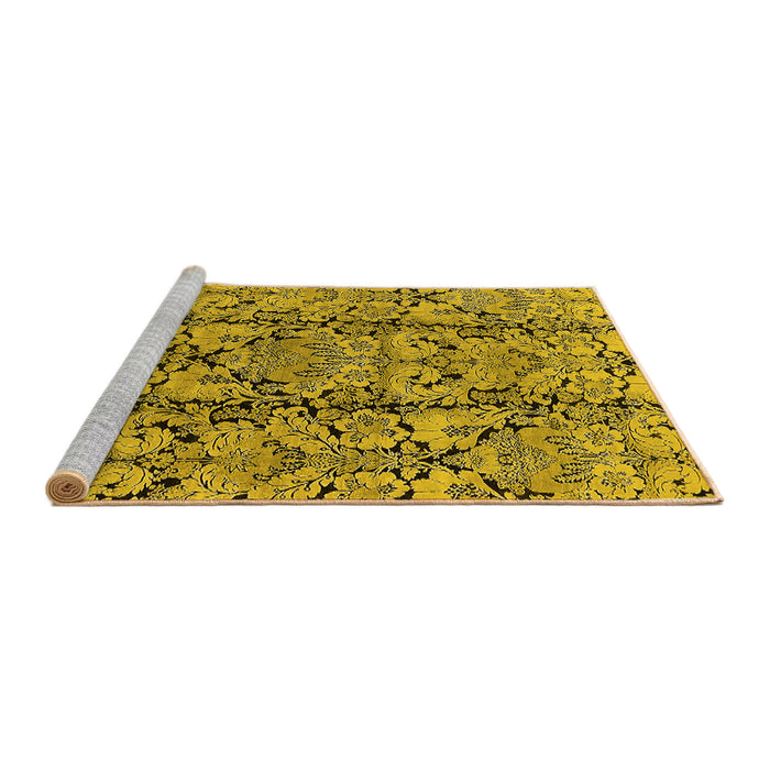 Sideview of Machine Washable Oriental Yellow Industrial Rug, wshurb1443yw