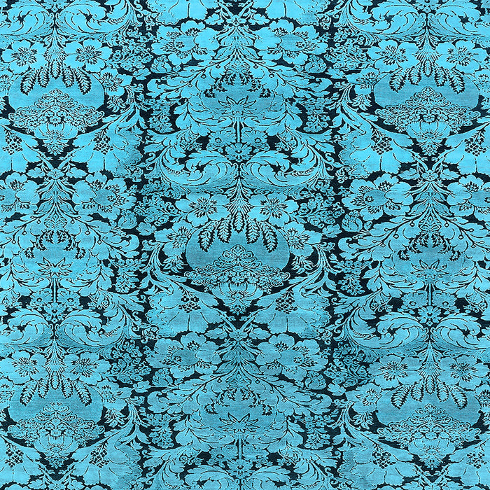 Square Machine Washable Oriental Light Blue Industrial Rug, wshurb1443lblu