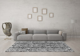 Machine Washable Oriental Gray Industrial Rug in a Living Room,, wshurb1443gry