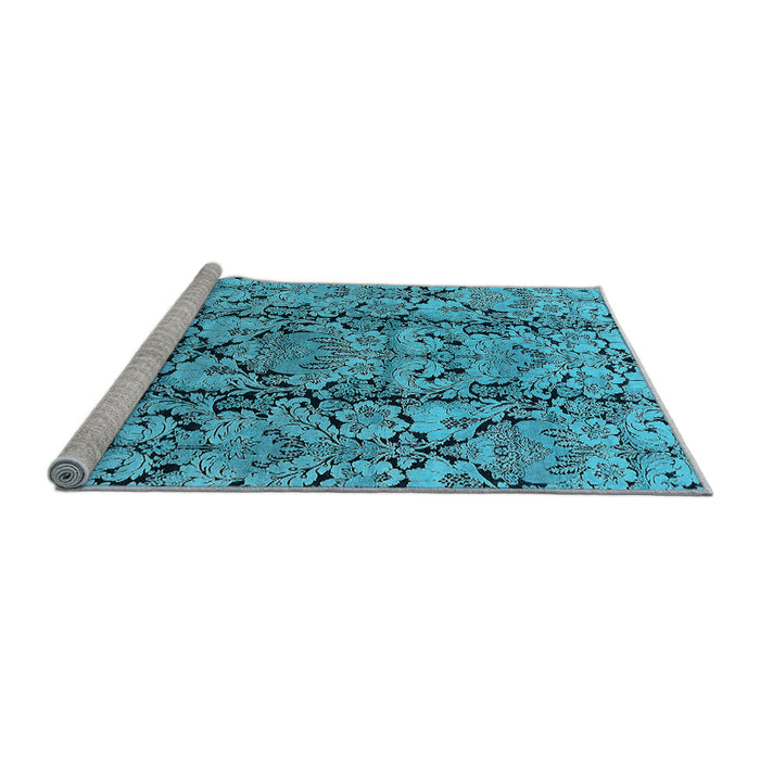 Sideview of Machine Washable Oriental Light Blue Industrial Rug, wshurb1443lblu