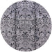 Round Machine Washable Industrial Modern Gray Rug, wshurb1443