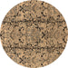 Round Oriental Brown Industrial Rug, urb1443brn