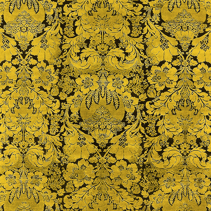 Machine Washable Oriental Yellow Industrial Rug, wshurb1443yw