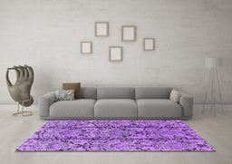 Machine Washable Oriental Purple Industrial Area Rugs in a Living Room, wshurb1443pur