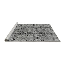 Sideview of Machine Washable Oriental Gray Industrial Rug, wshurb1443gry