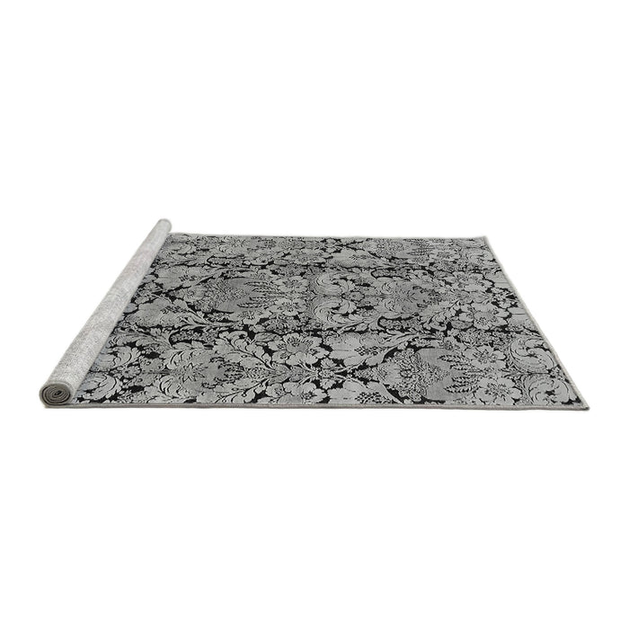 Sideview of Machine Washable Oriental Gray Industrial Rug, wshurb1443gry