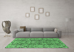 Machine Washable Oriental Emerald Green Industrial Area Rugs in a Living Room,, wshurb1443emgrn
