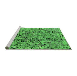 Sideview of Machine Washable Oriental Green Industrial Area Rugs, wshurb1443grn