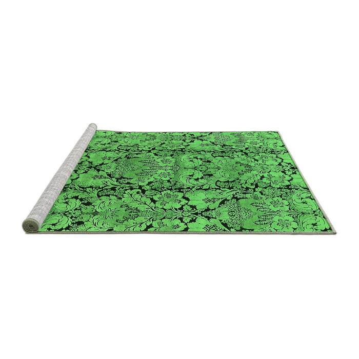 Sideview of Machine Washable Oriental Green Industrial Area Rugs, wshurb1443grn