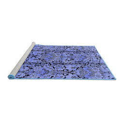 Sideview of Machine Washable Oriental Blue Industrial Rug, wshurb1443blu