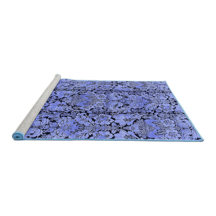 Sideview of Machine Washable Oriental Blue Industrial Rug, wshurb1443blu