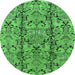 Round Oriental Green Industrial Rug, urb1443grn