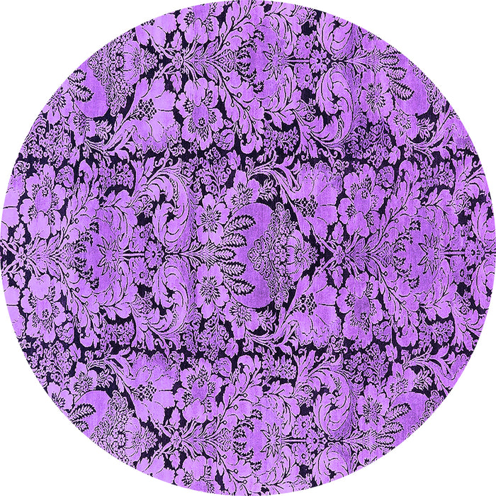 Round Oriental Purple Industrial Rug, urb1443pur