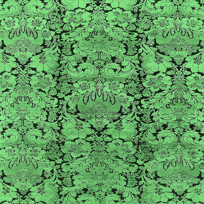 Square Machine Washable Oriental Emerald Green Industrial Area Rugs, wshurb1443emgrn