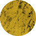 Round Oriental Yellow Industrial Rug, urb1444yw