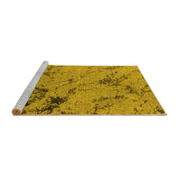 Sideview of Machine Washable Oriental Yellow Industrial Rug, wshurb1444yw